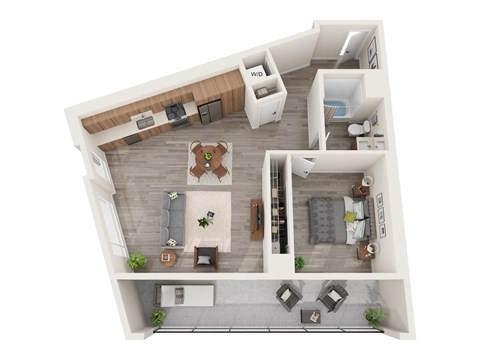 Floor plan for 1 bed, 1 bath, 806 sqft